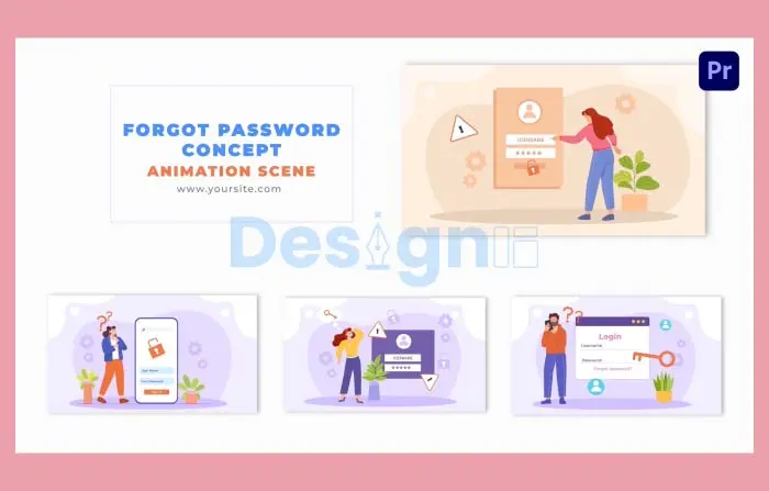 Forgot Password Concept Flat Vector Graphic Animation Scene